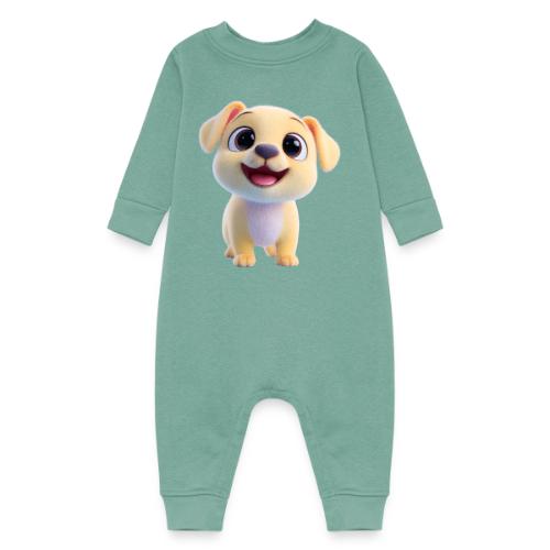 Playful 3D Baby Puppy Looking Up - Baby Fleece One Piece