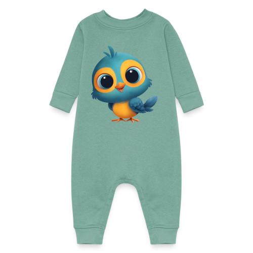 Joyful Cartoon Bird Standing in Yellow and Blue - Baby Fleece One Piece