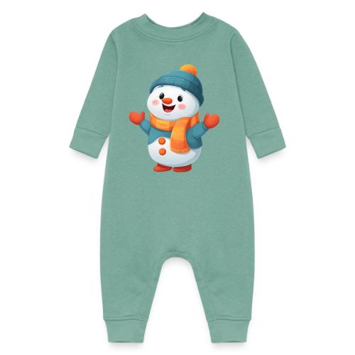 Joyful Cartoon Snowman with Winter Outfit - Baby Fleece One Piece