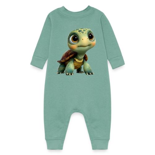 Adorable Cartoon Baby Turtle with Big Eyes - Baby Fleece One Piece