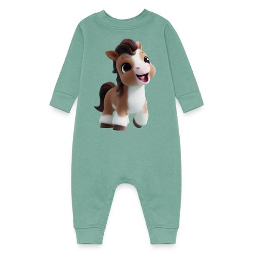 Sweet Cartoon Baby Pony in Brown and White - Baby Fleece One Piece
