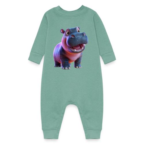 Smiling Cartoon Baby Hippo Standing - Baby Fleece One Piece