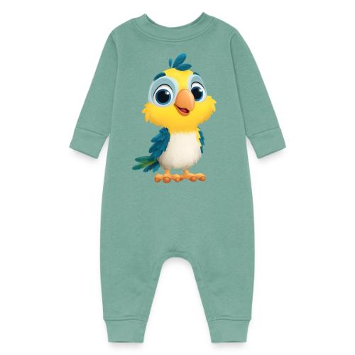 Playful Cartoon Parrot with Big Happy Eyes - Baby Fleece One Piece