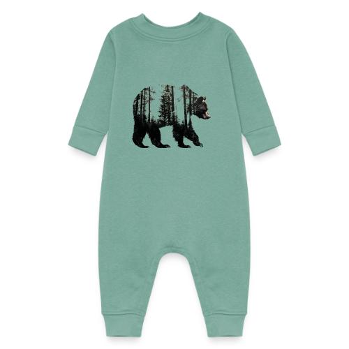 Evergreen Bear Silhouette - Baby Fleece One Piece