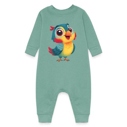 Bright Cartoon Parrot with Joyful Expression - Baby Fleece One Piece