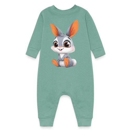Multicolor Baby Rabbit Cartoon Sitting - Baby Fleece One Piece