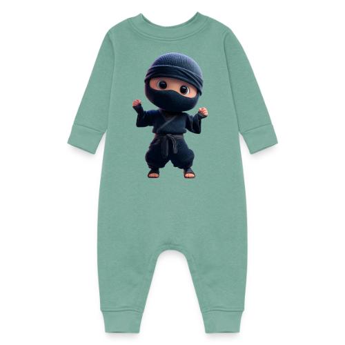 Cute Cartoon Ninja Toddler in Fight Pose - Baby Fleece One Piece