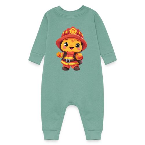 Cute Cartoon Firefighter in Red and Yellow Suit - Baby Fleece One Piece