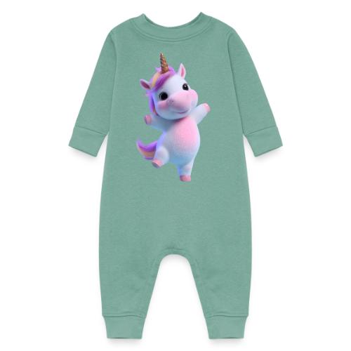 Cute Cartoon Unicorn Dancing Joyfully - Baby Fleece One Piece