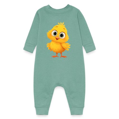 Sweet Yellow Cartoon Chick with Joyful Smile - Baby Fleece One Piece