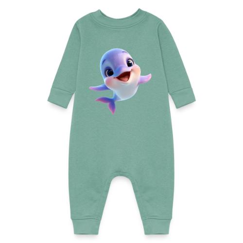Purple-White Smiling Baby Dolphin - Baby Fleece One Piece
