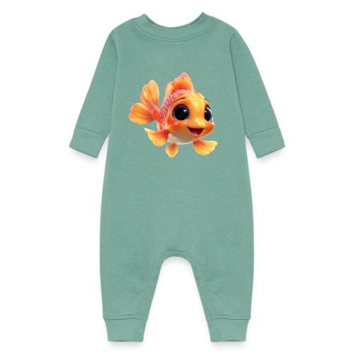 Cheerful 3D Orange Baby Fish - Baby Fleece One Piece