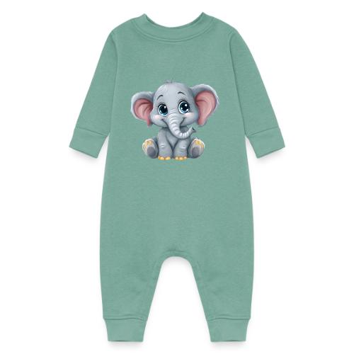 Sweet Cartoon Baby Elephant with Big Eyes - Baby Fleece One Piece