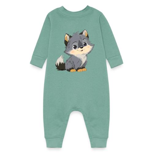Cute Cartoon Baby Wolf with Innocent Eyes - Baby Fleece One Piece