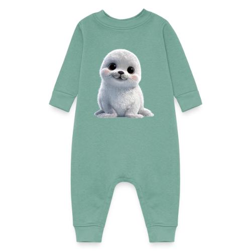 Cute White Cartoon Baby Sea Lion - Baby Fleece One Piece