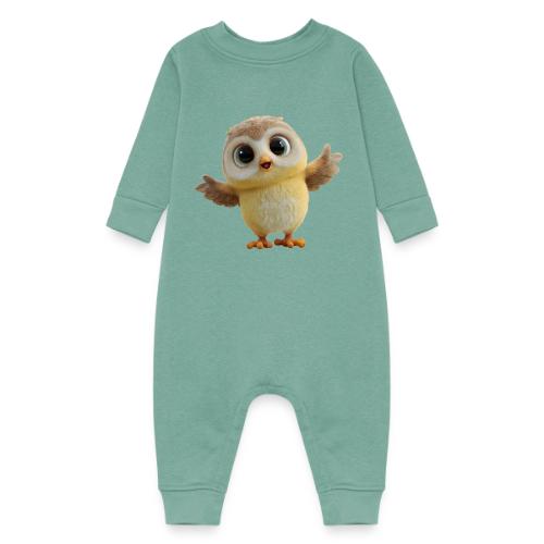 Cute Cartoon Baby Owl with Wings Open - Baby Fleece One Piece