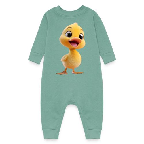 Bright Yellow Baby Duck Smiling - Baby Fleece One Piece