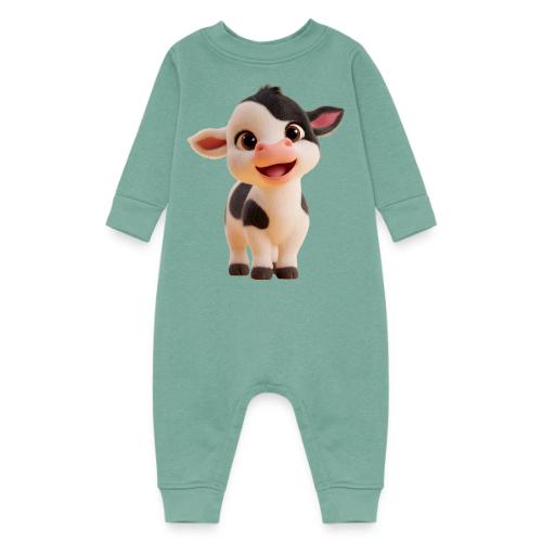 Joyful Cartoon Baby Cow Standing - Baby Fleece One Piece