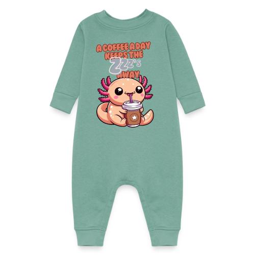 Coffee Drinking Cute Baby Axolotl - Baby Fleece One Piece