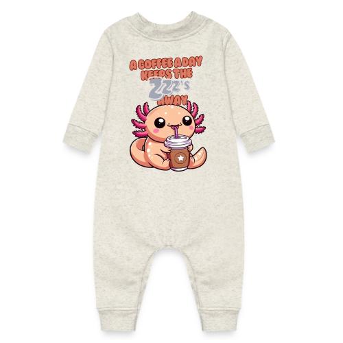 Coffee Drinking Cute Baby Axolotl - Baby Fleece One Piece