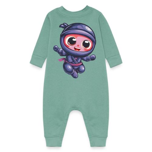 Joyful Cartoon Baby Ninja Jumping in Action - Baby Fleece One Piece