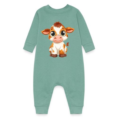 Cute Cartoon Baby Calf with Bright Innocent Eyes - Baby Fleece One Piece