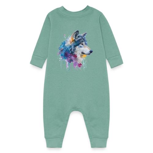 Splash-Art Wolf Head - Baby Fleece One Piece