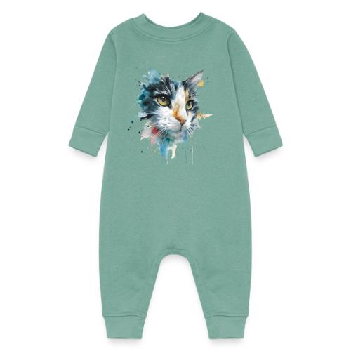 Watercolor cat face - Baby Fleece One Piece