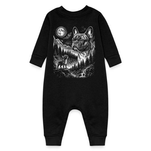 Vintage French Bulldog Moon Howling Tee - Baby Fleece One Piece