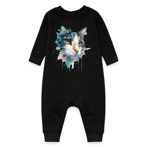 Watercolor cat face - Baby Fleece One Piece