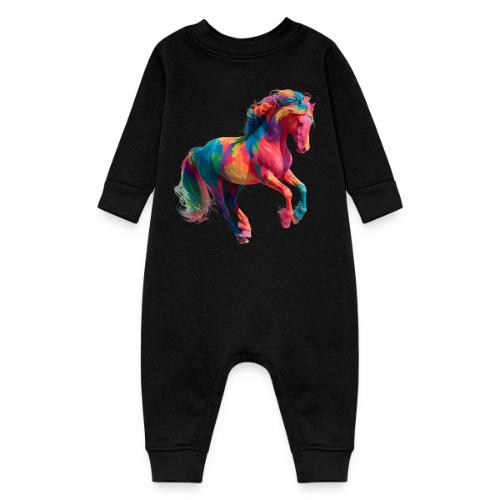 Colorful Paint Splatter Horse Art - Baby Fleece One Piece