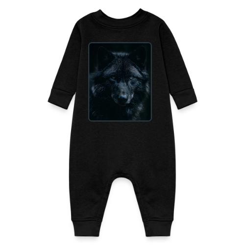 Black Wolf Intense Eyes Portrait Design - Baby Fleece One Piece