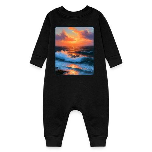 Sunset Storm Waves Oil Painting - Baby Fleece One Piece