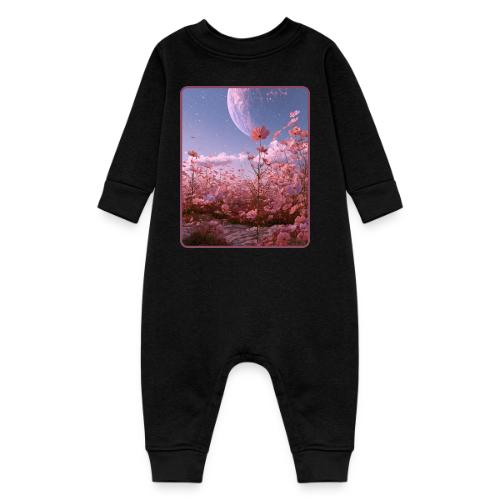 Cosmic Moon & Cosmos Flowers Art - Baby Fleece One Piece