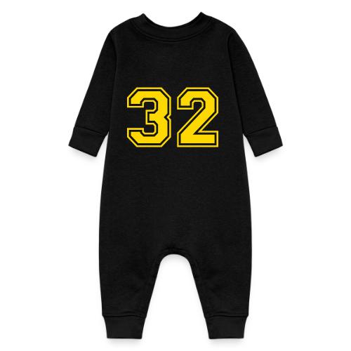 Number 32 in a classic athletic collegiate font - Baby Fleece One Piece