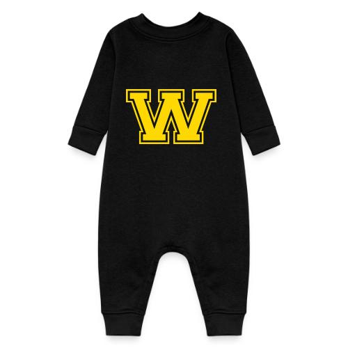 Letter W – Capital Athletic Alphabet Monogram - Baby Fleece One Piece