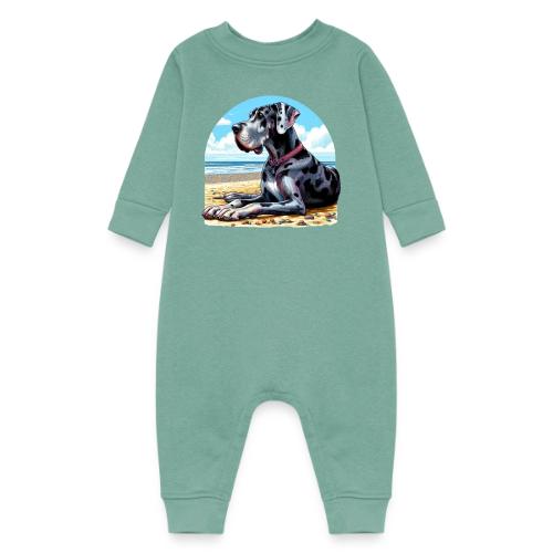 Great Dane On The Beach - Baby Fleece One Piece
