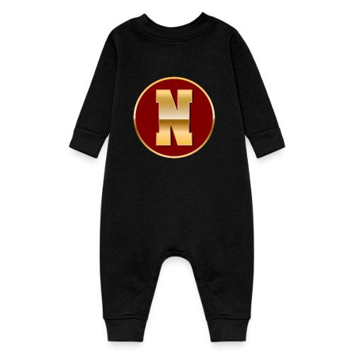Letter N – Capital Varsity Alphabet Monogram - Baby Fleece One Piece