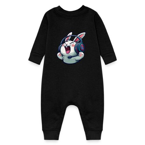 Gamer Bunny Headset Cartoon Design - Baby Fleece One Piece