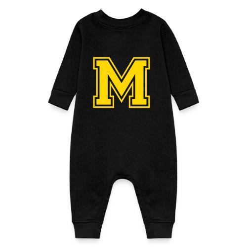 Letter M – Capital Athletic Alphabet Monogram - Baby Fleece One Piece
