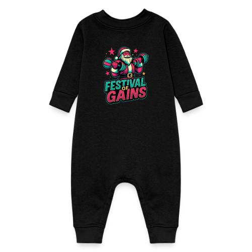 Festival of Gains Funny Gym Santa Christmas - Baby Fleece One Piece