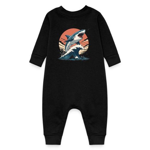 Fierce Shark Breaking Through Waves - Baby Fleece One Piece