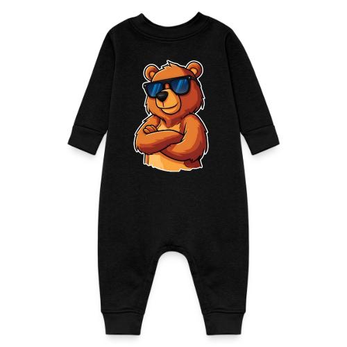 Cool Bear Sunglasses Cartoon Design - Baby Fleece One Piece