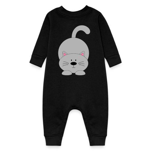 Lovely Grey Kitty - Soft Cozy Newborn Gift - Baby Fleece One Piece