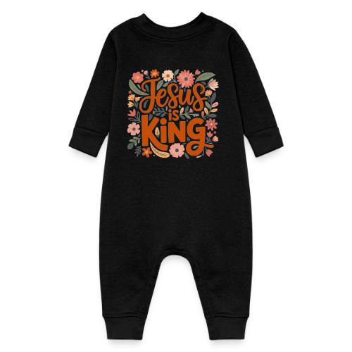 Jesus Is King – Floral Christian Typography Design - Baby Fleece One Piece