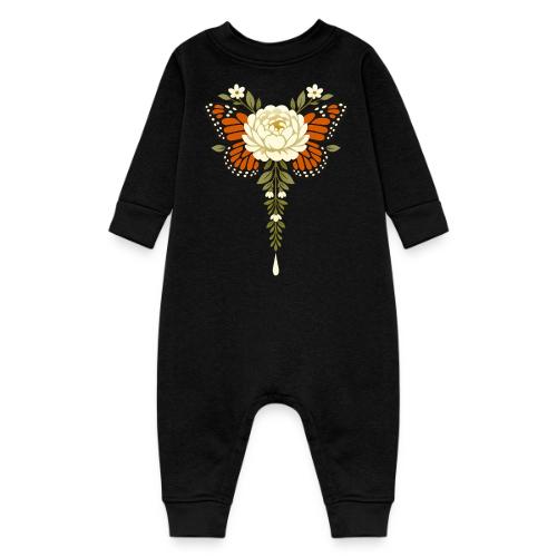 Monarch Butterfly Floral Botanical Art - Baby Fleece One Piece