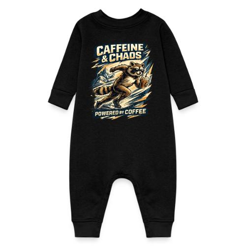 Funny Caffeine Chaos Raccoon Coffee Lover Morning - Baby Fleece One Piece