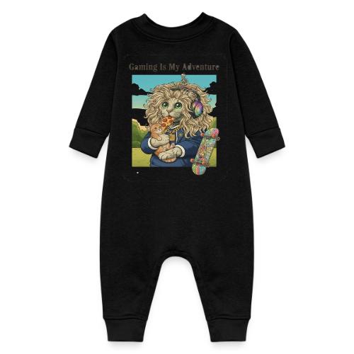 Gaming Cat Adventure: Pizza & Skates - Baby Fleece One Piece