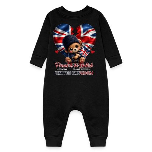 Proud to Be British Teddy Bear UK Patriot Gift - Baby Fleece One Piece