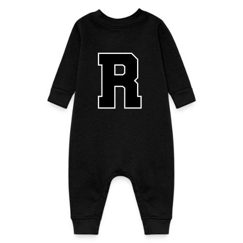 Varsity Letter R Athletic Monogram - Baby Fleece One Piece